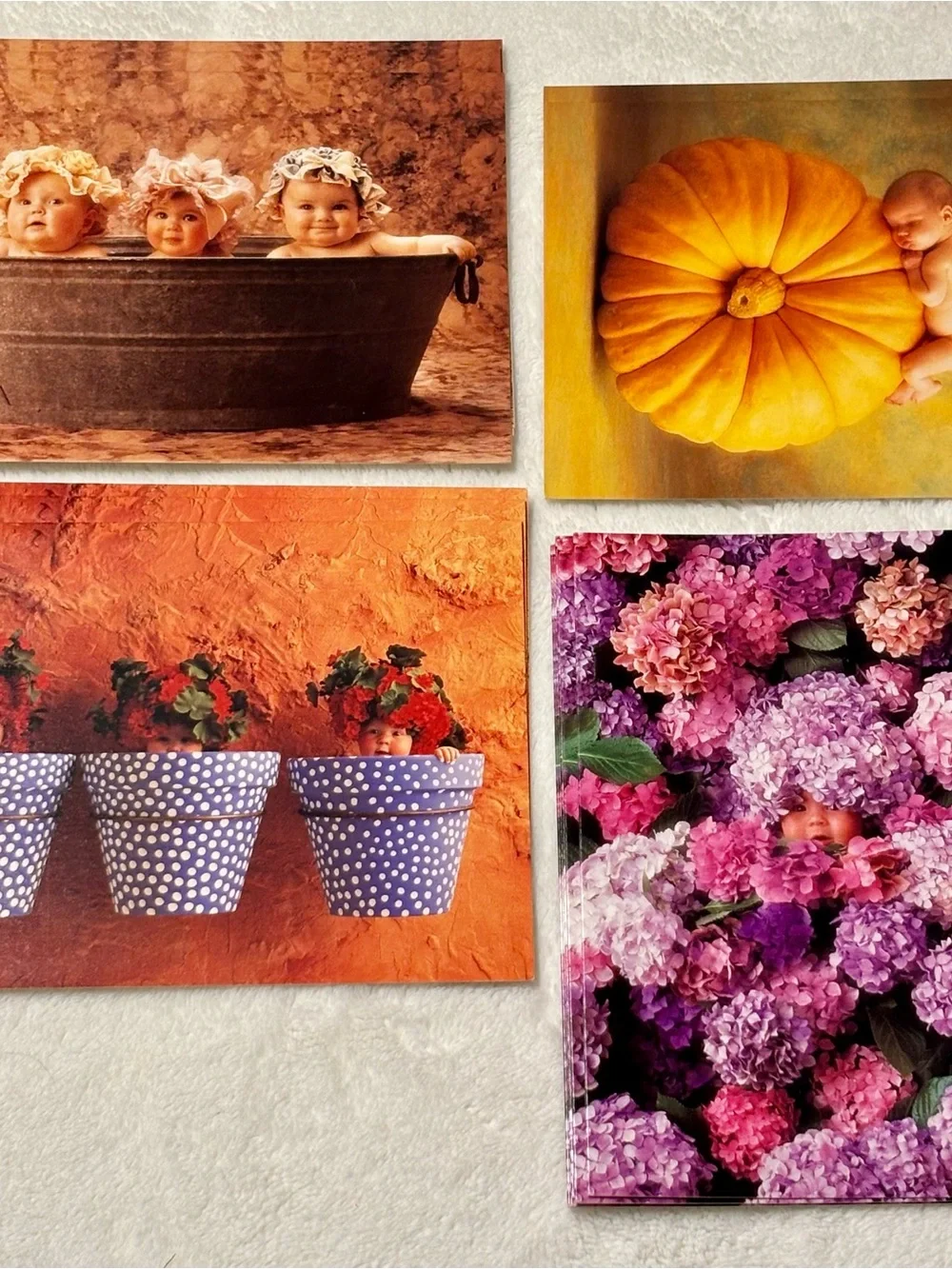 Anne Geddes Blank Baby Cards 1994/1995 flowers pumpkin tub flower pot (15)